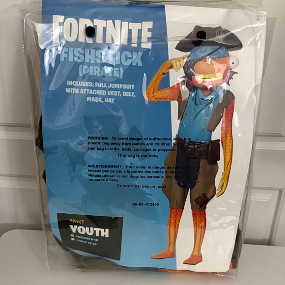 Spirit Fortnite Fishstick Pirate Costume for Kids - Size Medium 8-10 - Picture 2 of 2